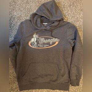 Wrangler Charcoal Hoodie with Orange Logo